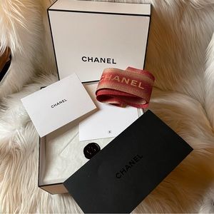 Chanel Gift Box with Padding Tissue Paper Ribbon and Blank Gift Card